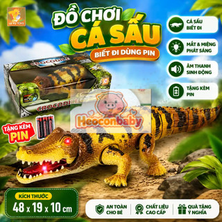 Đồ Chơi Cá Sấu Biết Đi Dùng Pin Có Đèn Và Âm Thanh Cho Bé - Tặng Kèm Pin