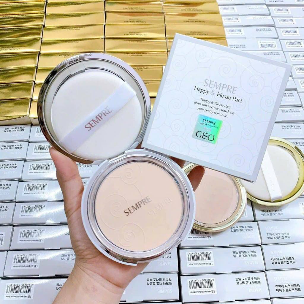[Chính Hãng] Phấn phủ siêu mịn, kiềm dầu Geo Sempre BẠC - 1 Hộp