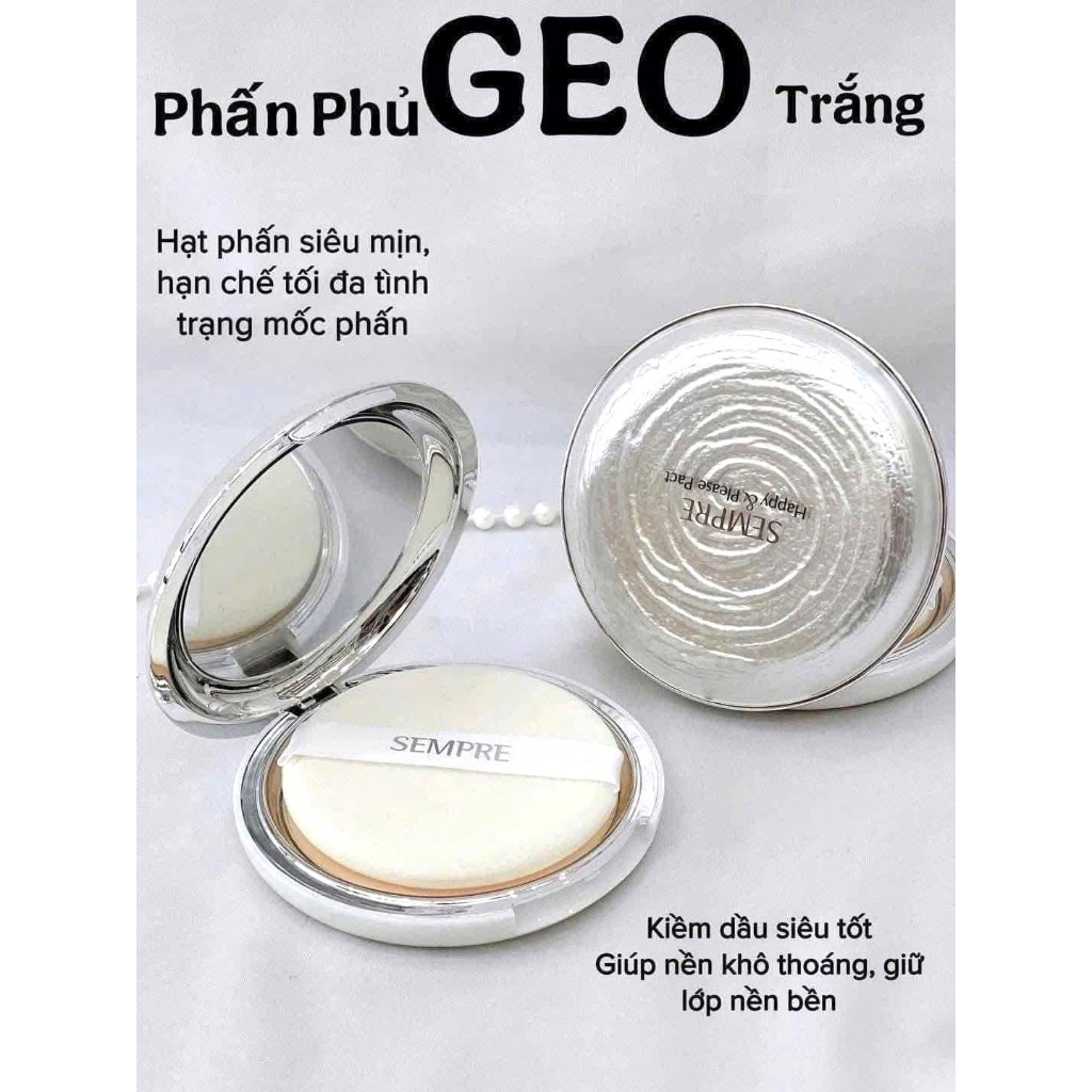 [Chính Hãng] Phấn phủ siêu mịn, kiềm dầu Geo Sempre BẠC - 1 Hộp