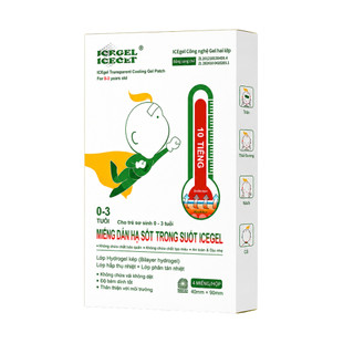 Miếng Dán Hạ Sốt Trong Suốt ICEgel Hộp 4 Miếng Cho Trẻ Sơ Sinh 0-3T