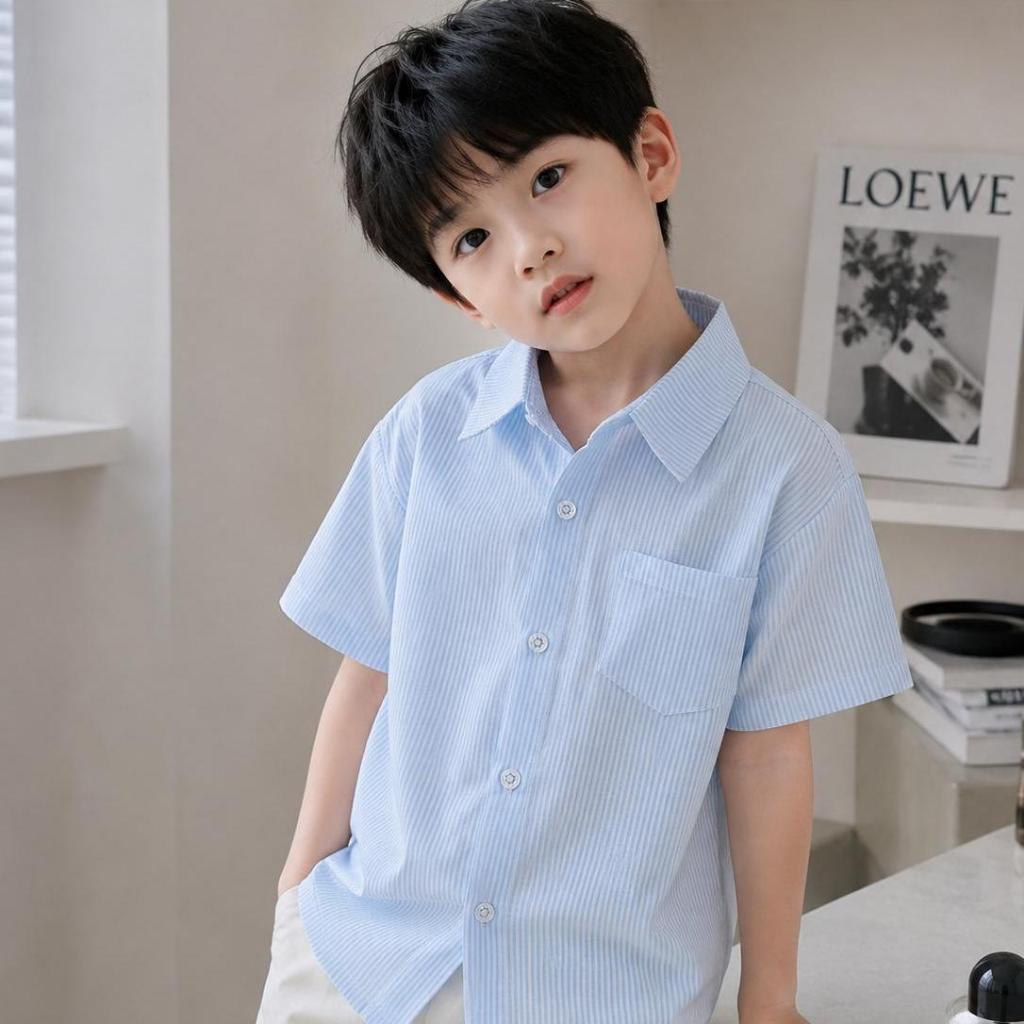 ÁO SƠ MI KẺ Cho Bé Trai từ 17-60kg Chất vải Thô Hàn Mềm Mịn, Thấm Hút Mồ Hôi, Phong cách Lịch sự