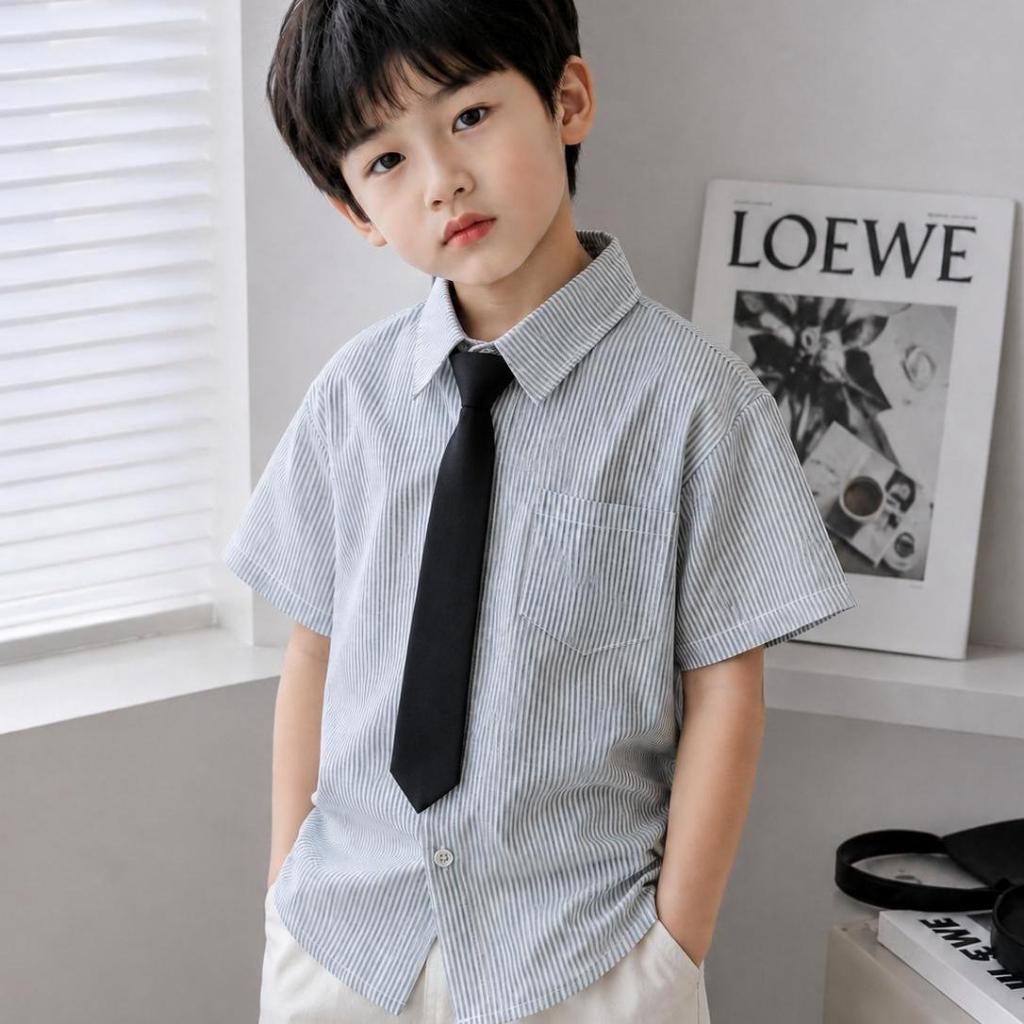 ÁO SƠ MI CỘC KẺ SỌC cho bé trai 17-60kg chất liệu thô Hàn,mềm mại,dễ chịu,thấm hút mồ hôi