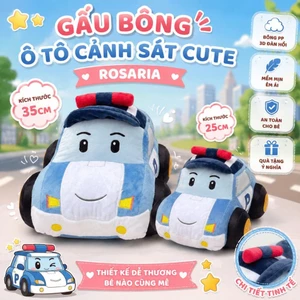 Gấu Bông Ô Tô Cảnh Sát Cute 25cm & 35cm – Thú Nhồi Bông Xe Hơi Cao Cấp, Mềm Mịn, Quà Tặng Cho Bé