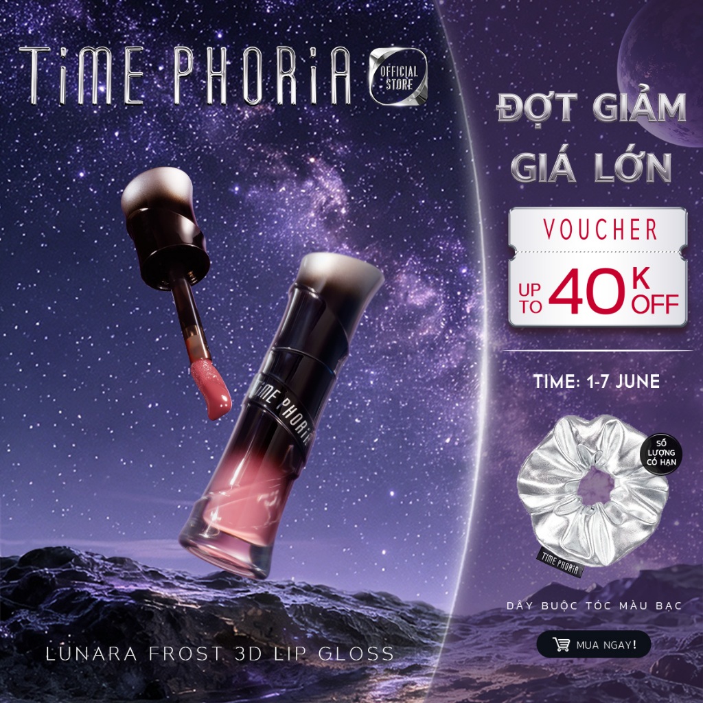 【new】Son bóng nhẹ môi căng mọng TIME PHORIA giữ ẩm tốt bóng mướt lên màu chuẩn tự nhiên