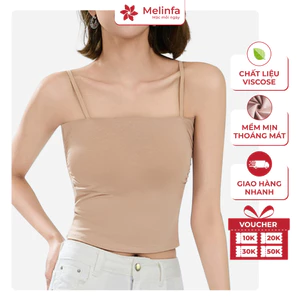 Áo hai dây COTTON quai ngang có đệm nhún eo che khuyết điểm vải Cotton Viscose thoáng mát mã VAA0590
