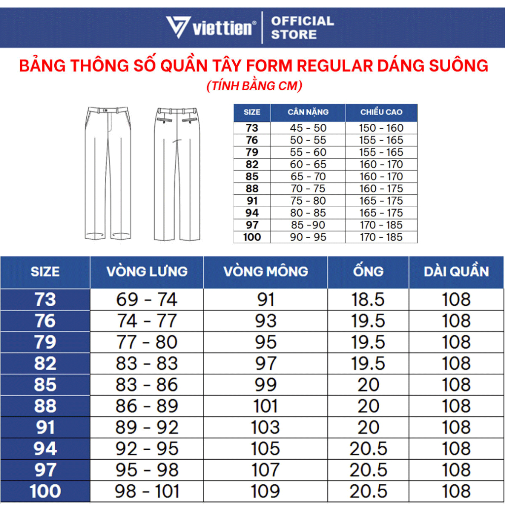 VIETTIEN SALE - Quần Tây Việt Tiến, Màu Đen, Họa Tiết Trơn, Form Regular Chất liệu Cao cấp