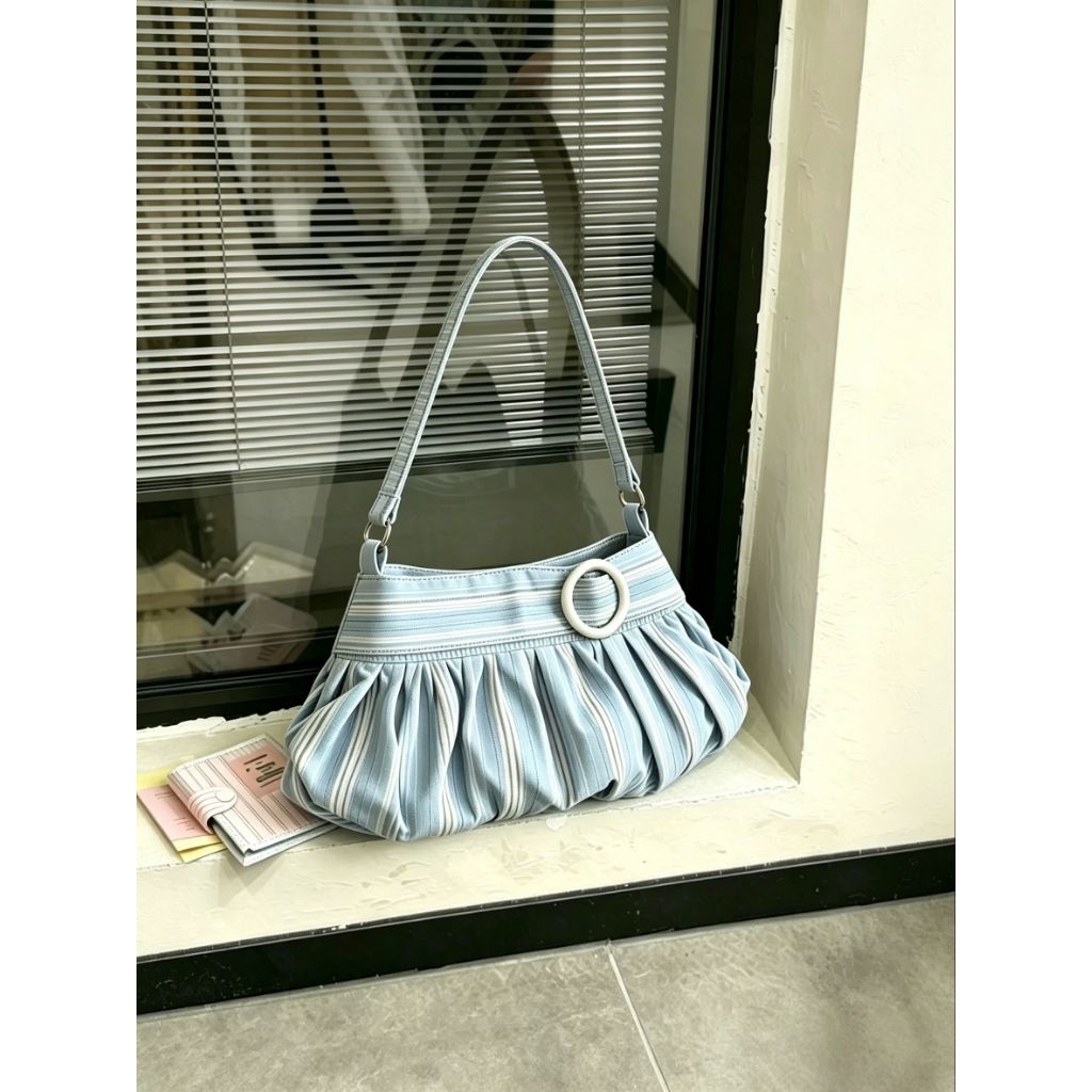 TÚI KẸP NÁCH CANVAS VINTAGE - HỌA TIẾT KẺ SỌC RETRO