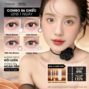 Lens cận 1 ngày VIVIMOON, kính áp tròng khóa ẩm Venus Brown, Latte Brown, Milk Tea Brown, Jupiter Gray