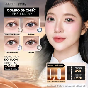 Lens cận 1 ngày VIVIVIMOON, kính áp tròng khóa ẩm màu Kitten Eyes Brown, Pebble, Sincere Gray, Toffee