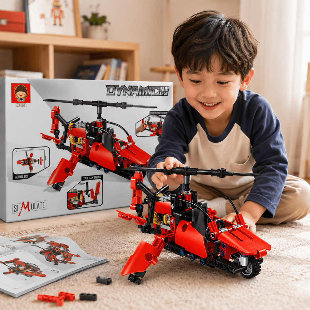 Bộ Lắp Ráp Trực Thăng Cơ Khí Đồ Chơi STEM Giáo Dục Cho Bé Đồ Chơi Trẻ Em