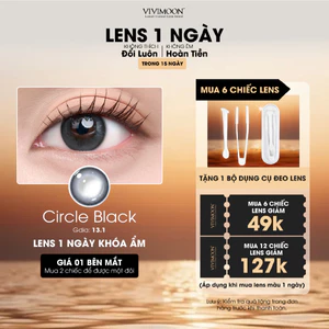 VIVIMOON lens cận 1 ngày Circle Black, kính áp tròng khóa ẩm màu đen tự nhiên (Giá 1 chiếc-1 bên mắt, x2 để mua 1 đôi)