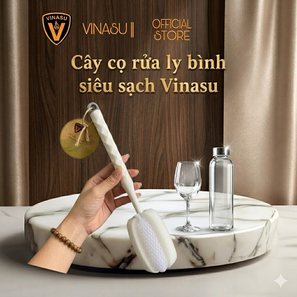 Cây rửa ly bằng mút xốp, cọ rửa bình siêu sạch, siêu tạo bọt, tiết kiệm nước rửa, chống trầy Vinasu VNS 263