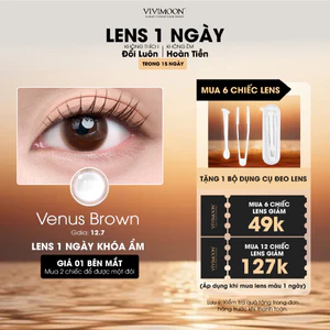 VIVIMOON lens cận 1 ngày Venus Brown, kính áp tròng khóa ẩm màu nâu tự nhiên (Giá 1 chiếc-1 bên mắt, x2 để mua 1 đôi)