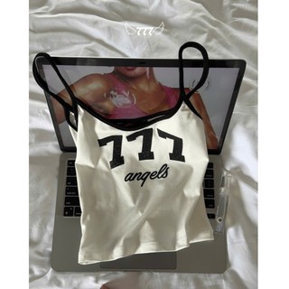 Áo hai dây Local Brand 777ANGELS | 777 CAMI 01, Rip lụa, In Kim Tuyến | 7CM - 01