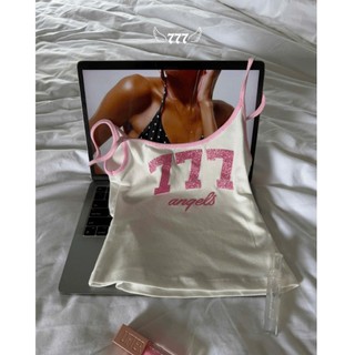 Áo hai dây Local Brand 777ANGELS | 777 CAMI 01, Rip lụa, In Kim Tuyến | 7CM - 01