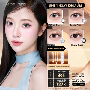 VIVIMOON lens 1 ngày khóa ẩm độ cận từ 0 đến 8 Mocha Brown/ Peony Pink/Caramel/Ebony Black