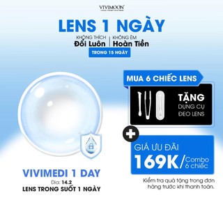 Lens 1 ngày cận trong suốt kính áp tròng VIVIMOON Vivimedi 1 Day (Giá 01 chiếc, 01 bên mắt,  x2 để đặt 1 đôi)