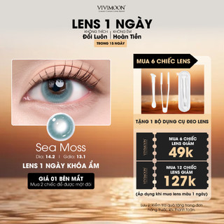 01 Chiếc Kính áp tròng VIVIMOON lens khóa ẩm 1 ngày màu xanh xám khói Sea Moss (Giá 1 bên mắt, x2 để đặt 1 đôi)