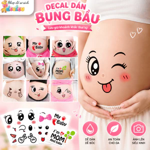 Decal Miếng Dán Bụng Bầu Dễ Thương Chụp Ảnh Lưu Lại Kỷ Niệm Thai Kỳ Sticker Cute DouDou A44