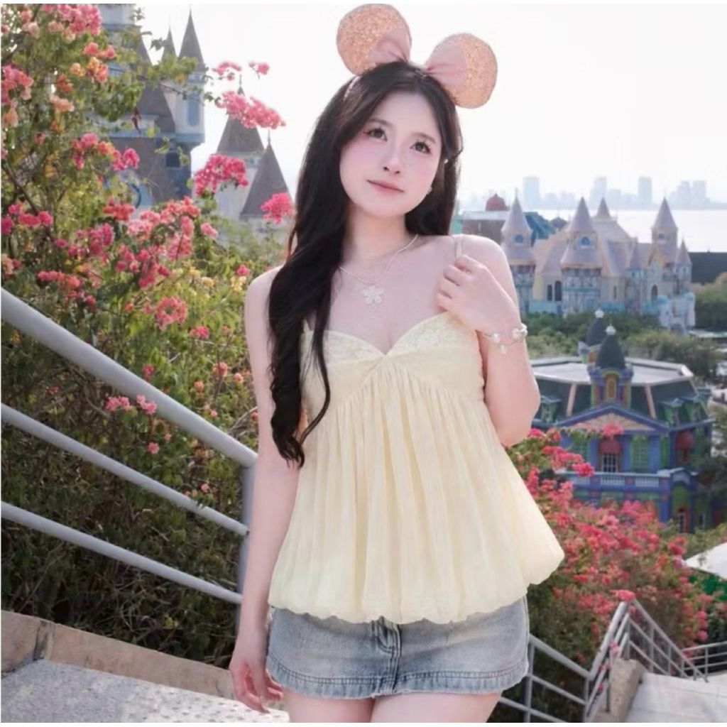 Áo Tơ 2S phối ren cách điệu xinh xắn - nữ tính và nổi bật