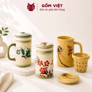 Cốc, ly lọc trà, uống nước nhiều họa tiết vẽ tay thủ công cao cấp - Gốm sứ Bát Tràng - Gốm Việt