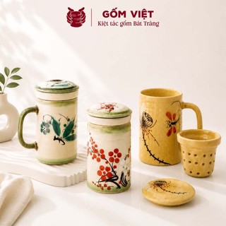 Cốc, ly lọc trà, uống nước nhiều họa tiết vẽ tay thủ công cao cấp - Gốm sứ Bát Tràng - Gốm Việt