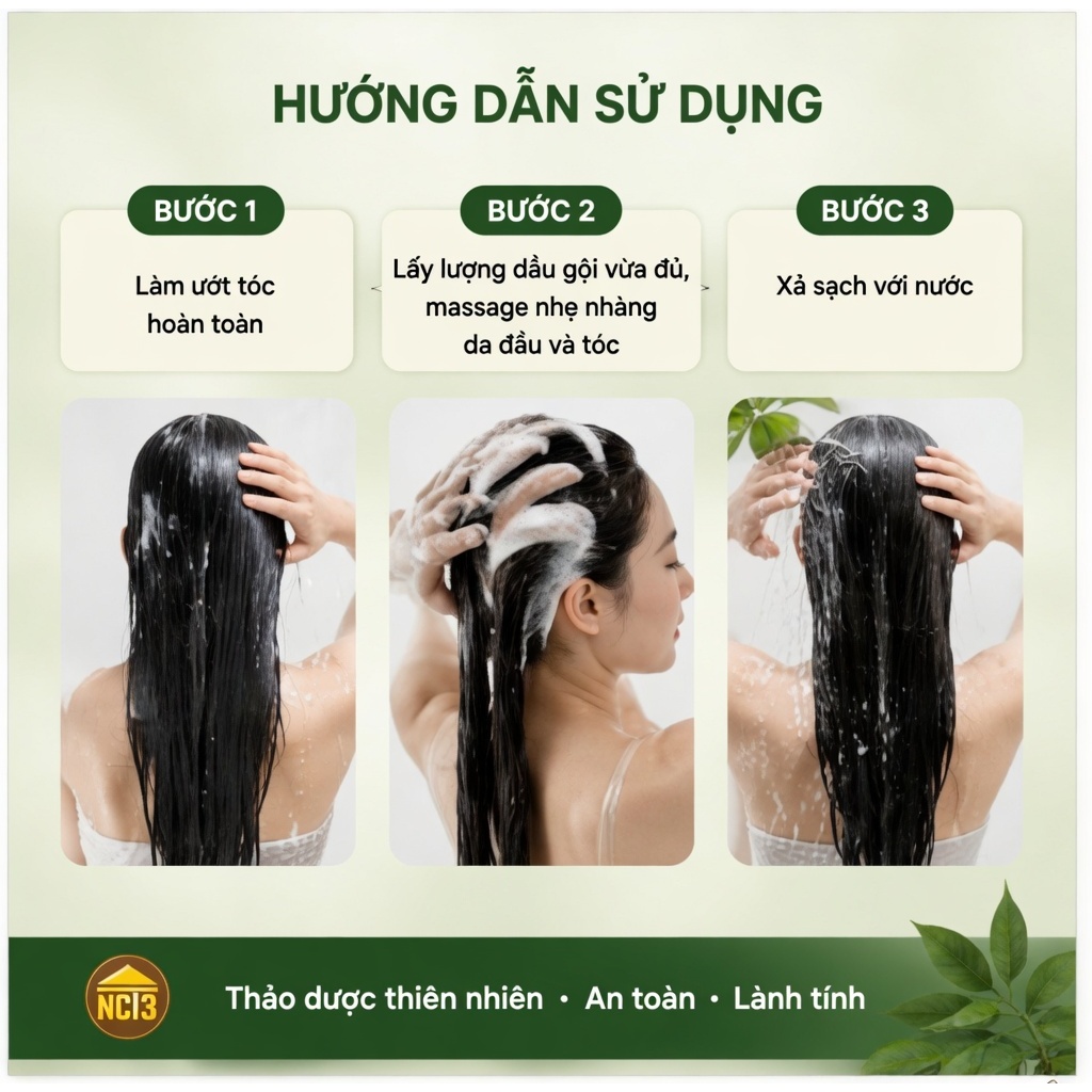 Dầu Gội Thảo Dược Bồ Kết Hoa Bưởi Nano Bạc NCT3 300ml Cho Tóc Mềm Mượt
