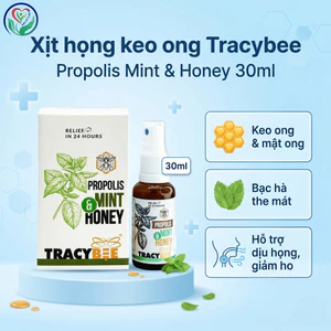 Xịt họng keo ong Tracybee Propolis Mint & Honey 30ml vị bạc hà hỗ trợ dịu họng, giảm ho