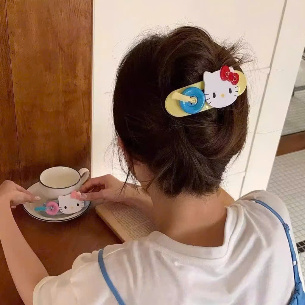 Kẹp Tóc Hình Hello Kitty Dễ Thương – Phụ Kiện Tóc Nữ Cute, Trẻ Trung Chuẩn Phong Cách Hàn Quốc