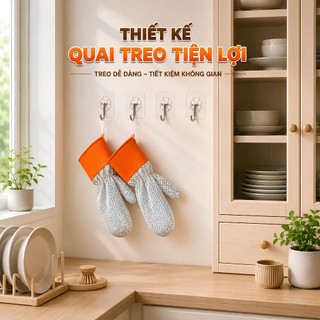 ( Phiên Bản Da PU ) Găng Tay Vệ Sinh Nhà Bếp VÒM DECOR,Tạo Bọt Nhanh,Làm Sạch Hiệu Quả,Ngăn Bẩn & Hóa Chất,Không Bám Mùi