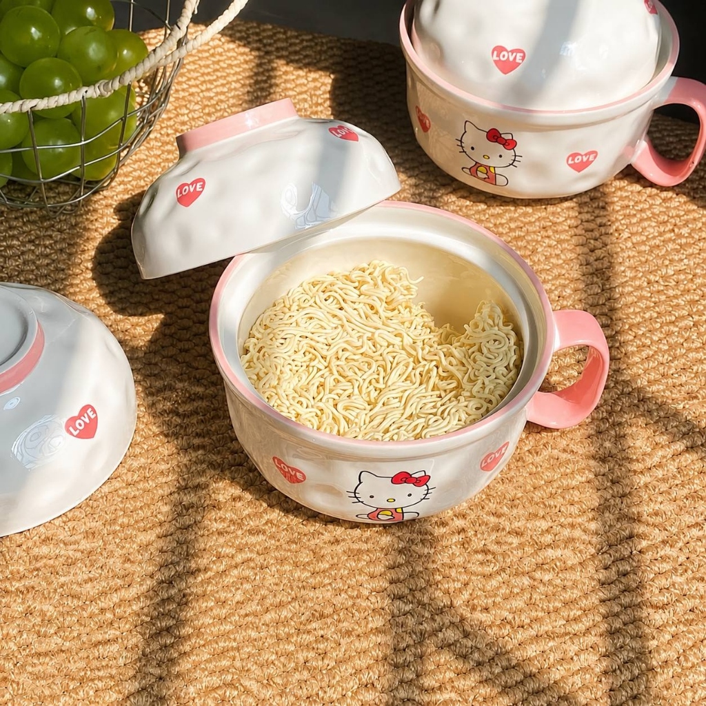Bát Sứ Ăn Mì Dung Tích Lớn 1000ml – Tô Ăn Mì, Cháo, Cơm Hoạ Tiết Dâu Tây Dễ Thương Phong Cách Hàn Quốc