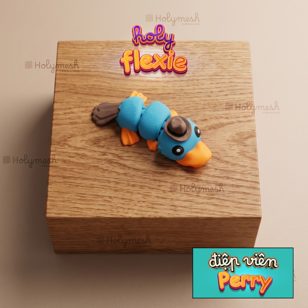 Móc khóa khớp nối Thú mỏ vịt điệp viên Perry the Platypus Flexi - đồ chơi in 3d nhiều màu - Holymesh