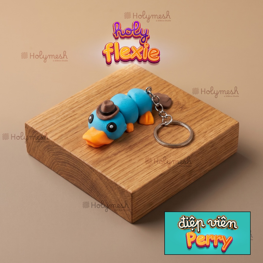 Móc khóa khớp nối Thú mỏ vịt điệp viên Perry the Platypus Flexi - đồ chơi in 3d nhiều màu - Holymesh