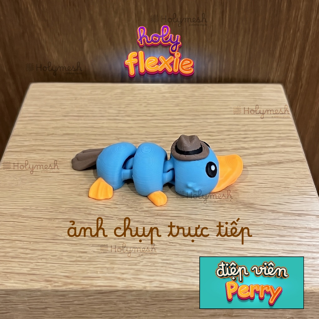 Móc khóa khớp nối Thú mỏ vịt điệp viên Perry the Platypus Flexi - đồ chơi in 3d nhiều màu - Holymesh
