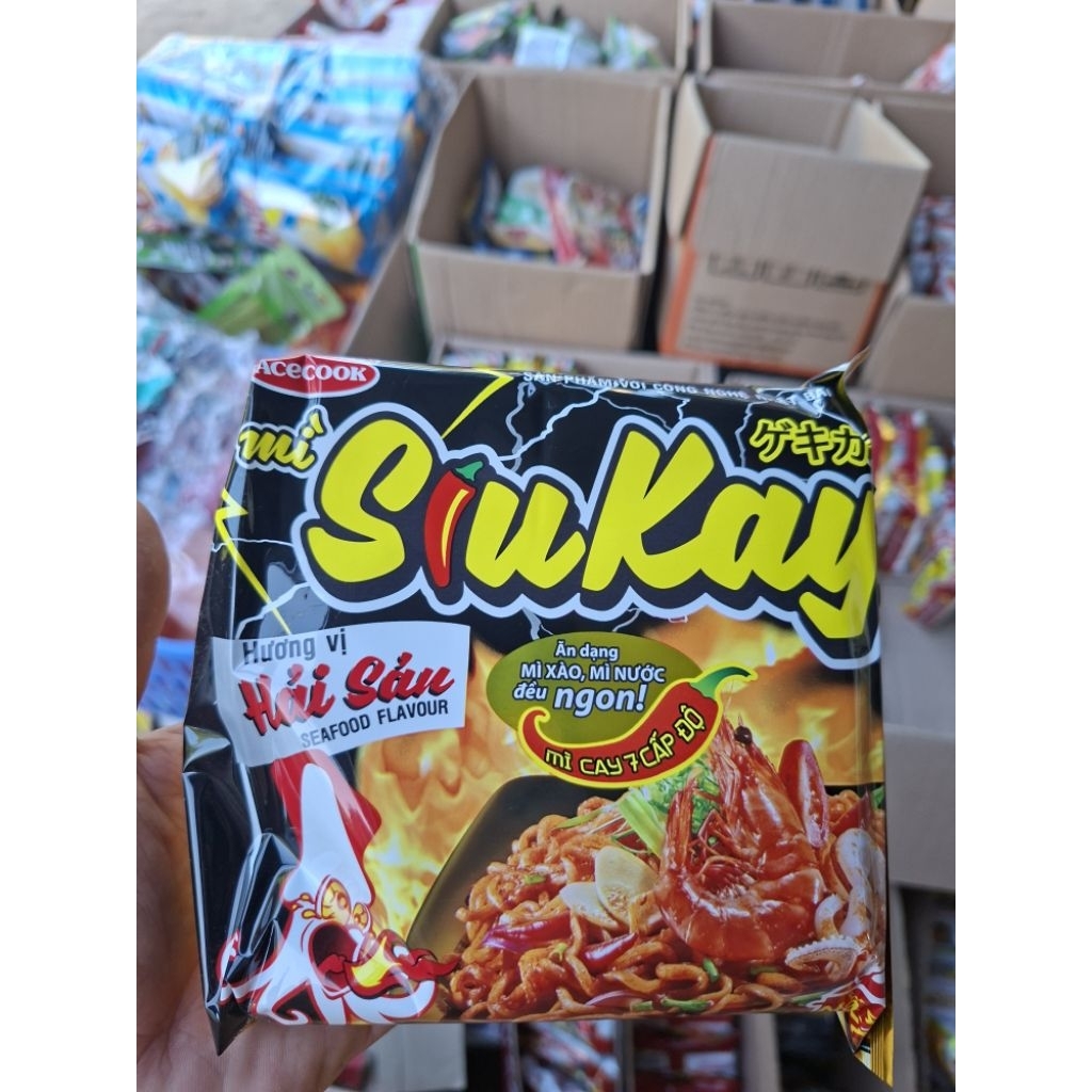 Thùng 24 gói mì SiuKay ACECOOK bò, hải sản , phô mai sợi zaizai ngon hương thơm đậm đà