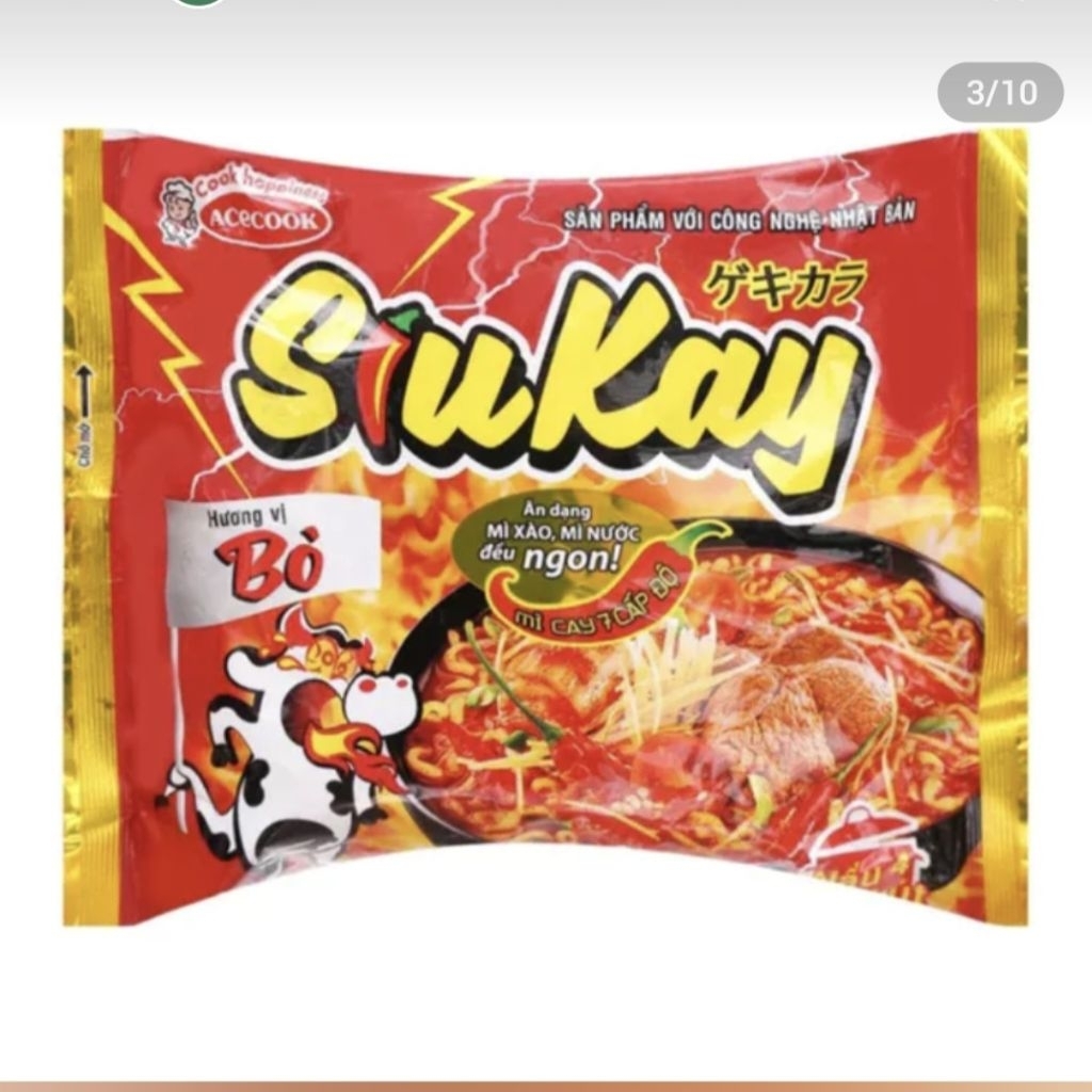 Thùng 24 gói mì SiuKay ACECOOK bò, hải sản , phô mai sợi zaizai ngon hương thơm đậm đà