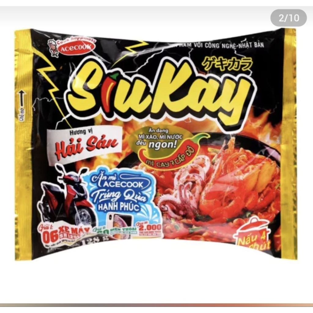 Thùng 24 gói mì SiuKay ACECOOK bò, hải sản , phô mai sợi zaizai ngon hương thơm đậm đà