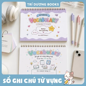 Sổ tay 120 trang ghi chú từ vựng tiếng Anh, Trung, Nhật A5 - sổ ghi chép từ vựng 2160 Từ