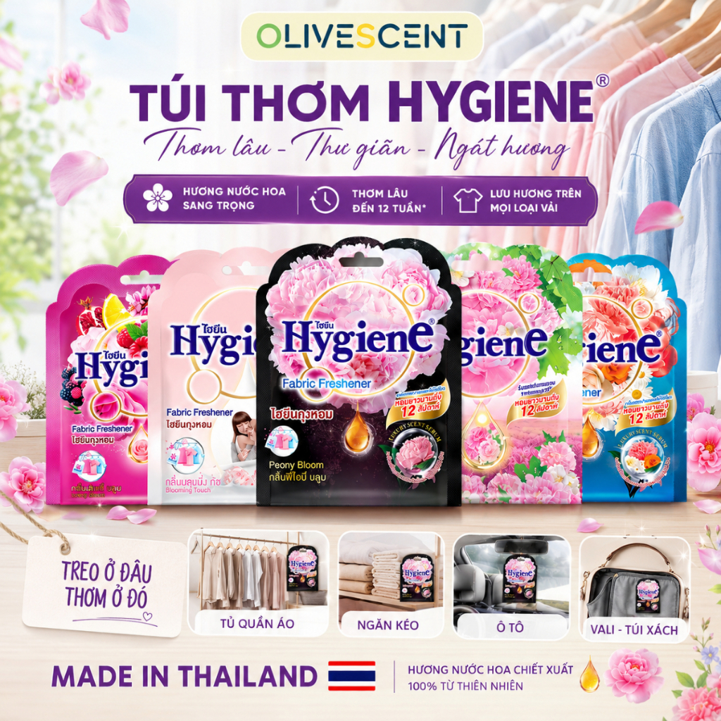 Túi Thơm Để Tủ Quần Áo Hygiene Thái Lan Hương Hoa Thơm Phòng Treo Xe Phòng Ngủ Loại Bỏ Ẩm Mốc