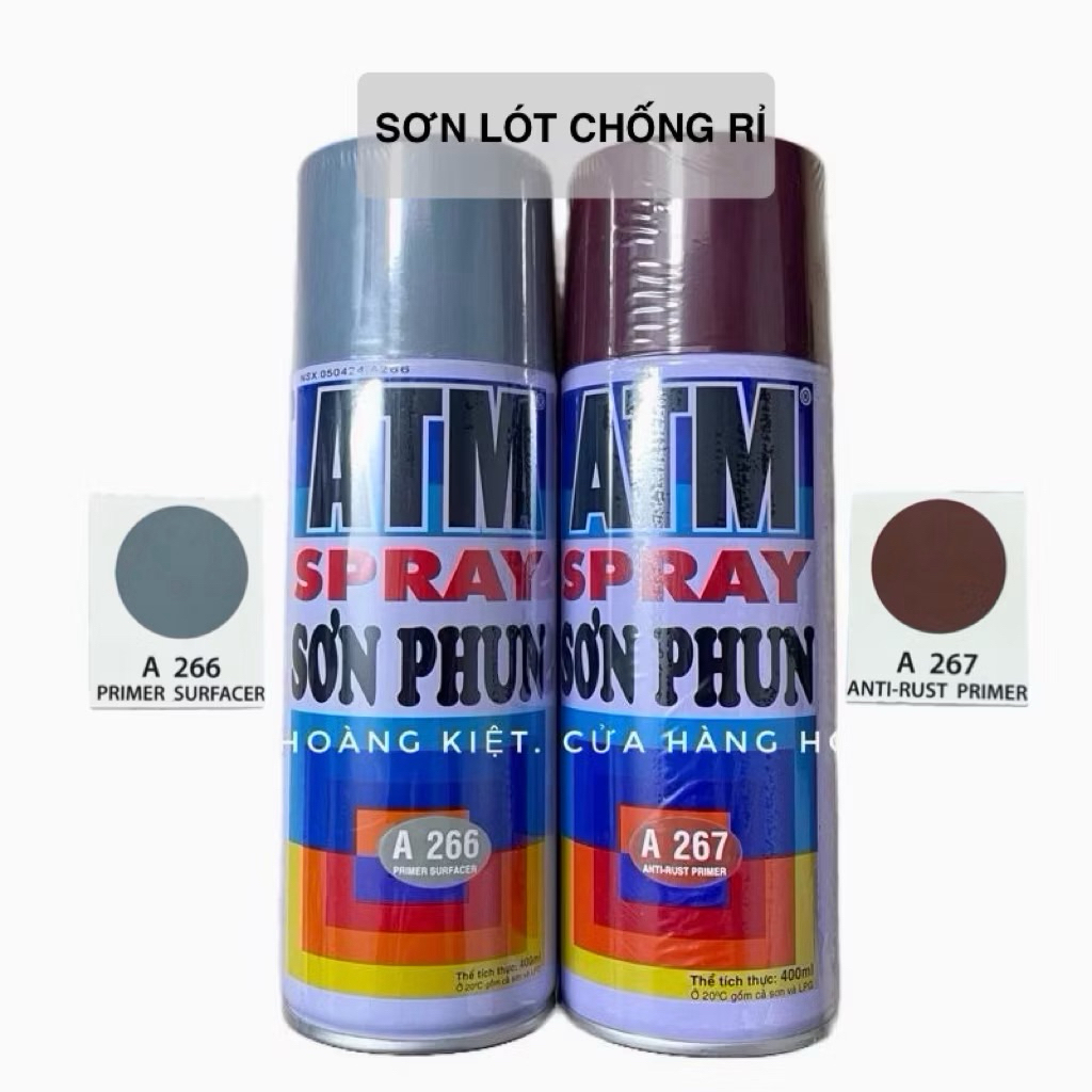Sơn Xịt Chống Gỉ Sét Cho Bề Mặt Kim Loại A266 Lót Xám, A267 Lót Nâu Đỏ