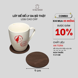 Lót Đế Ly Da Bò Thật Cao Cấp 9cm , Da Nguyên Miếng - (LD01)