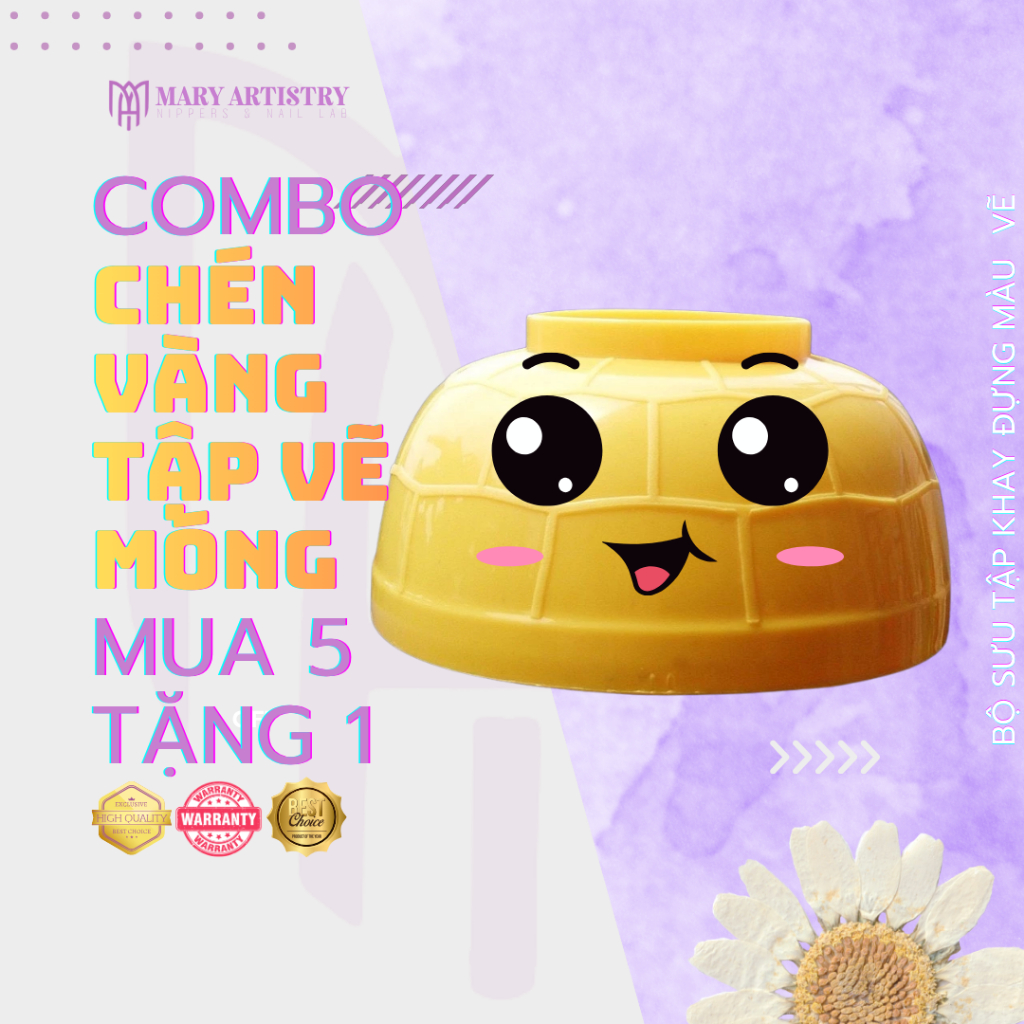 [Mua5Tặng1] Chén Nhựa Vàng Mary Artistry Tập Vẽ Móng (Bát Vẽ Nail) Giá Tốt - Nhựa Cứng Bền