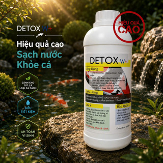 Detox W+ 500ml KHỬ CLO, CLORINE NƯỚC MÁY SIÊU TIẾT KIỆM, NGAY LẬP TỨC cho hồ cá cảnh, bể thuỷ sinh, hồ cá Koi