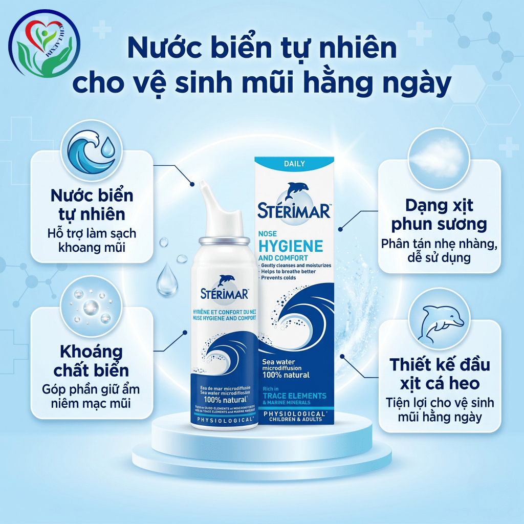 Xịt mũi Sterimar Nose Hygiene and Comfort vệ sinh mũi hằng ngày cho trẻ từ 3 tuổi và người lớn