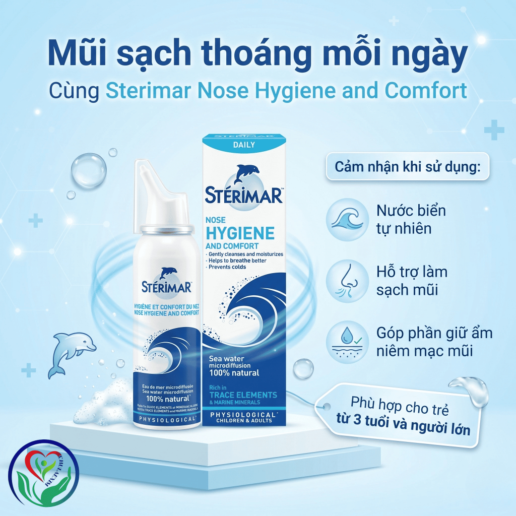 Xịt mũi Sterimar Nose Hygiene and Comfort vệ sinh mũi hằng ngày cho trẻ từ 3 tuổi và người lớn