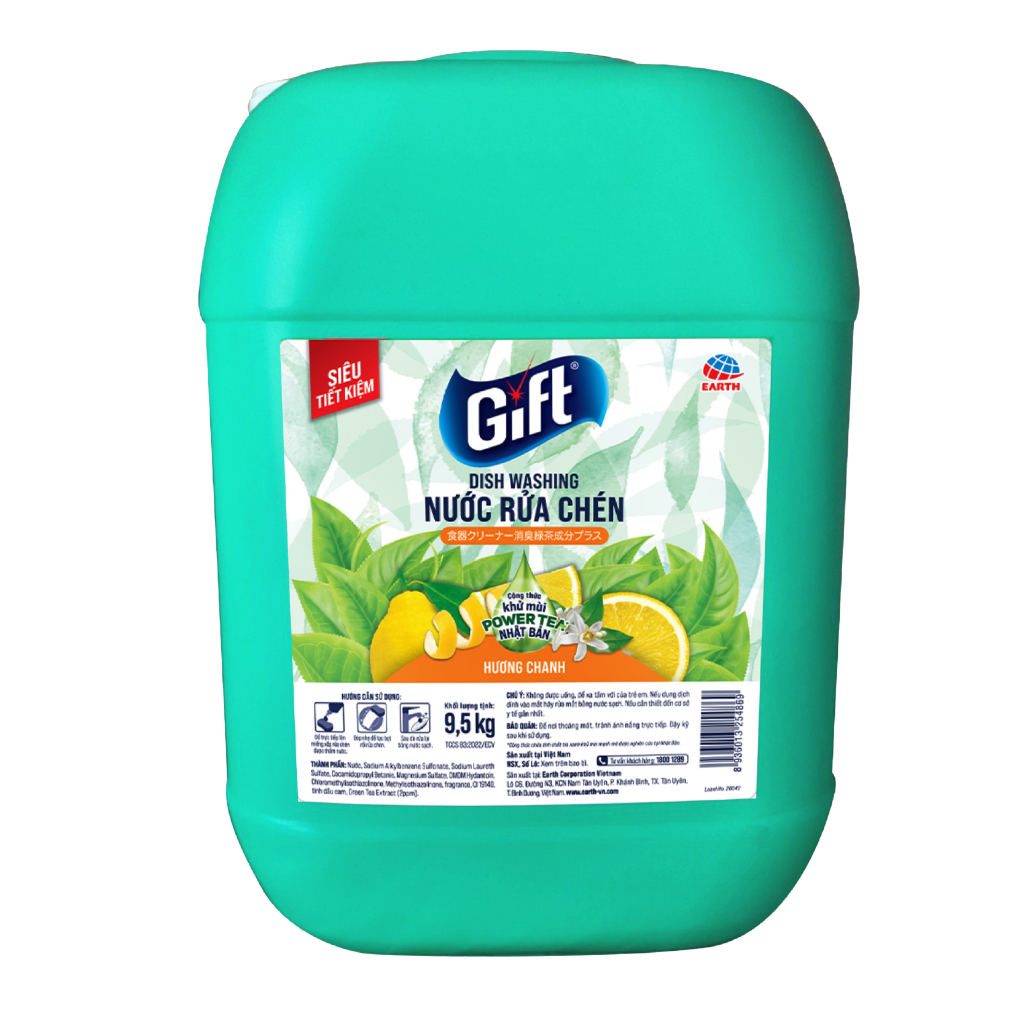 Nước rửa chén Gift 9.5 kg hương Chanh chính hãng