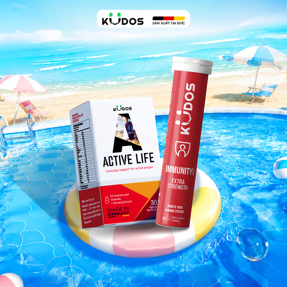 Combo TPBVSK Viên uống KUDOS ACTIVE LIFE 30v + Viên sủi KUDOS IMMUNITY 20v, bổ sung vitamin tổng hợp và nhân sâm