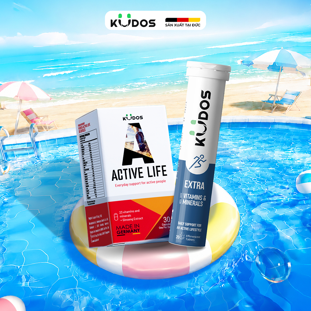 Combo TPBVSK Viên uống KUDOS ACTIVE LIFE 30v + Viên sủi KUDOS EXTRA 20v, bổ sung vitamin tổng hợp và nhân sâm