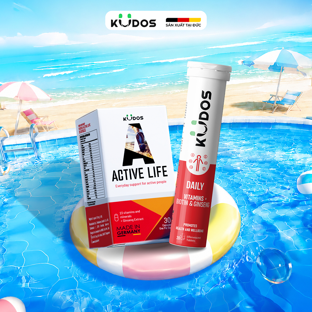 Combo TPBVSK Viên uống KUDOS ACTIVE LIFE 30v + Viên sủi  KUDOS DAILY 20v, bổ sung vitamin tổng hợp và nhân sâm