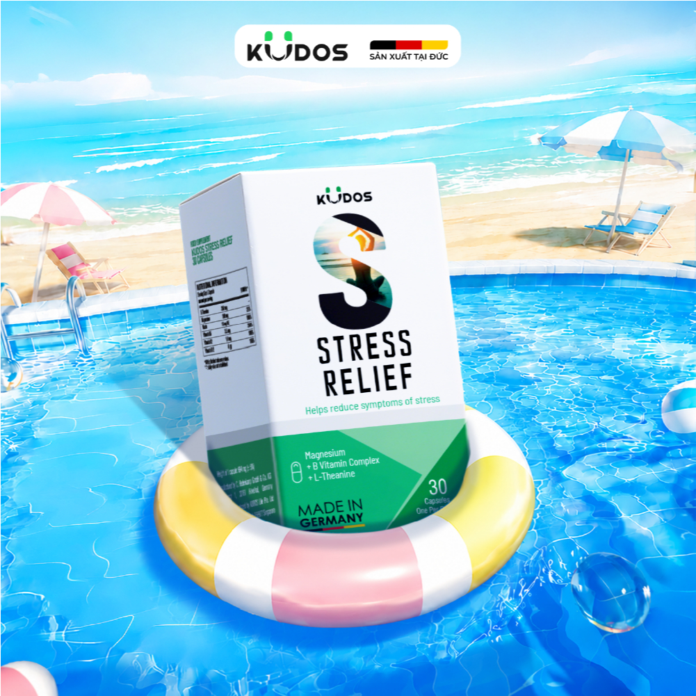 TPBVSK Viên uống KUDOS STRESS RELIEF hỗ trợ giảm căng thẳng, có bổ sung vitamin B và Magie (30 viên/hộp)